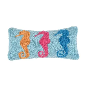 3 Seahorses Hooked Mini Pillow