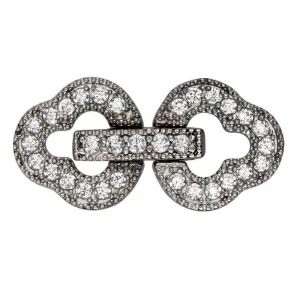 9.5 x 18.5mm .925 Sterling Silver Rhodium Plated CZ Pear Clasp