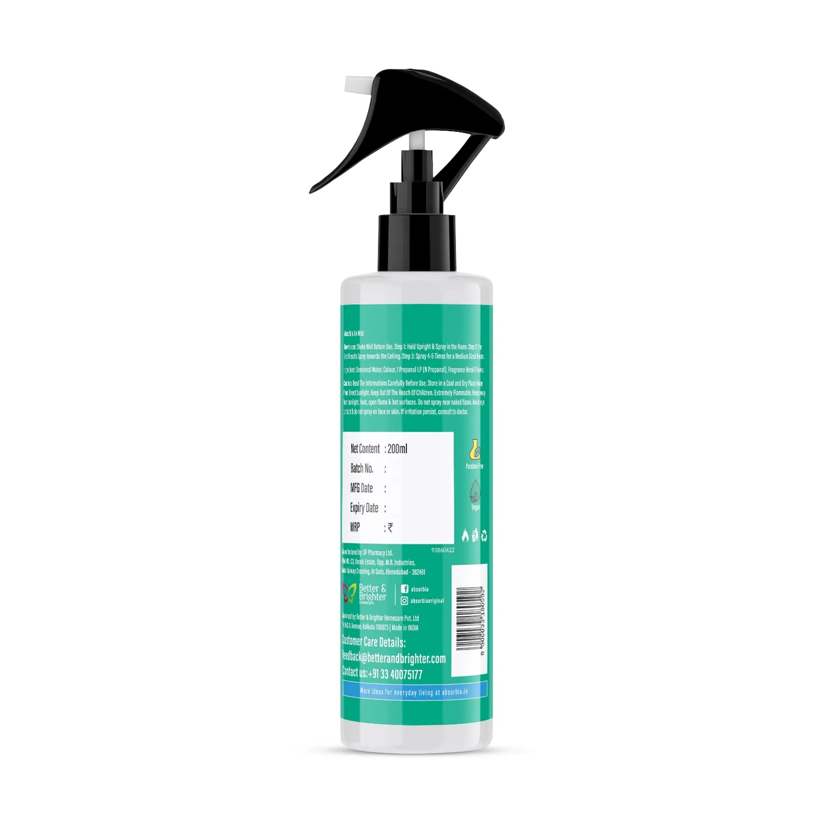 ABSORBIA Room Freshner spray, Instantly Freshens the air with Neroli Flowers Fragrance, Essential Oil Aroma Works like therapy - 200ML, 1000  sprays(Approx)…