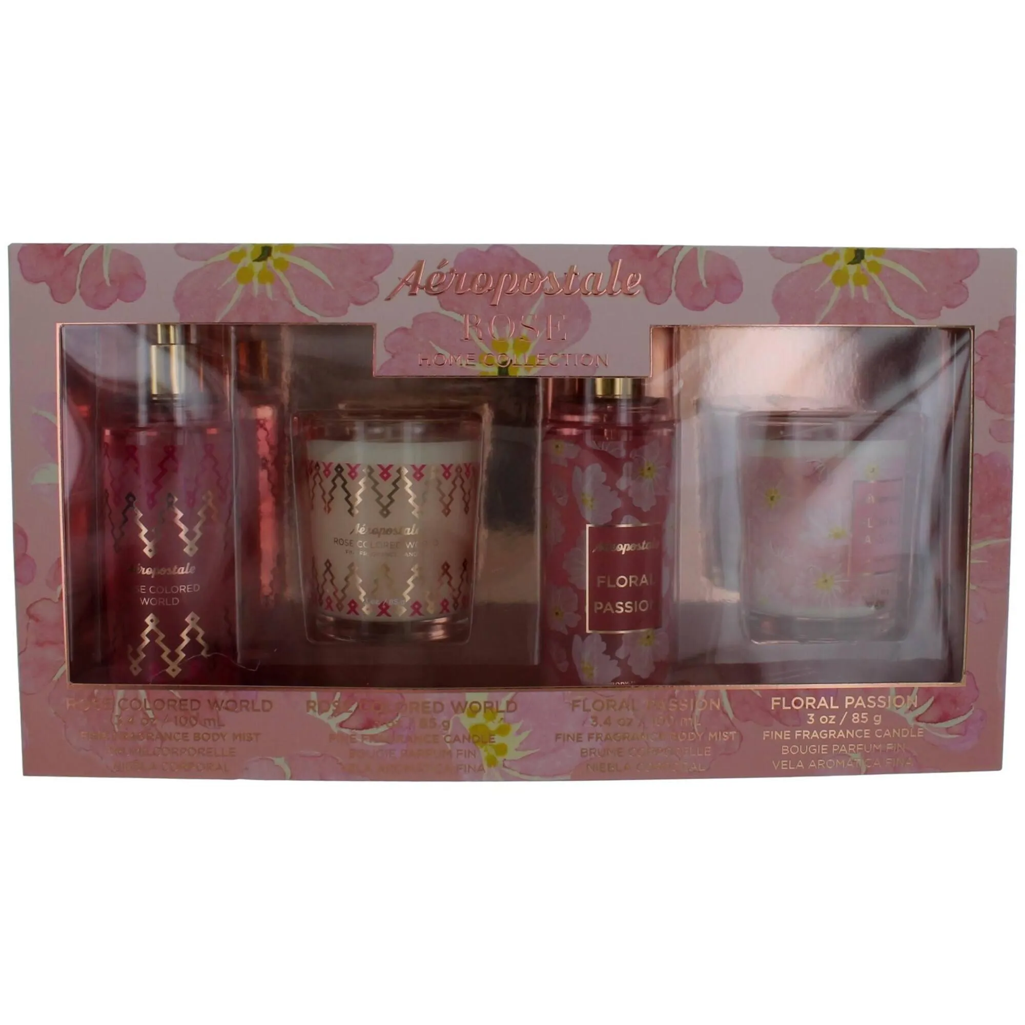 Aeropostale Women's Gift Set - Rose Home Collection with Floral Elegance, 4 Piece