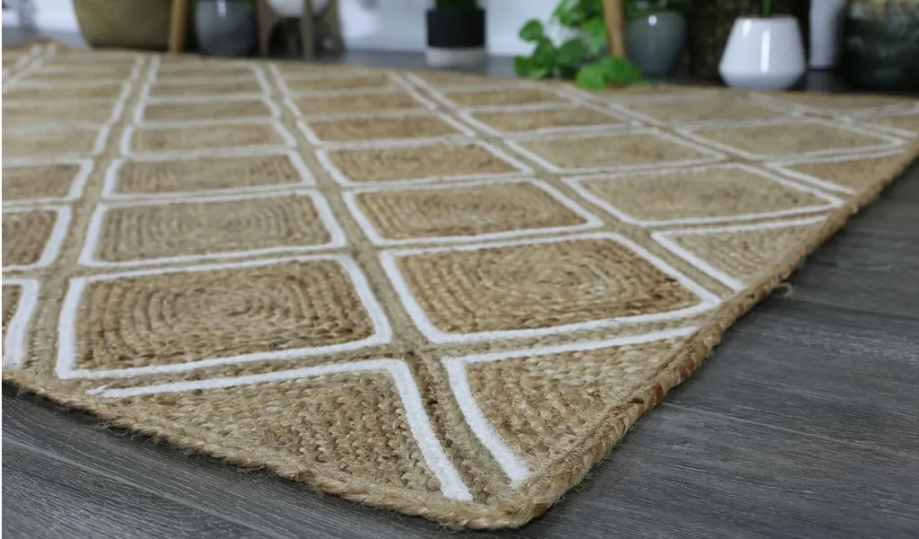 Amara Beige Brown Diamond Lattice Natural Rug