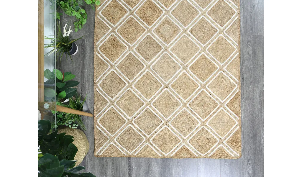 Amara Beige Brown Diamond Lattice Natural Rug