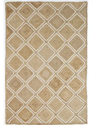 Amara Beige Brown Diamond Lattice Natural Rug