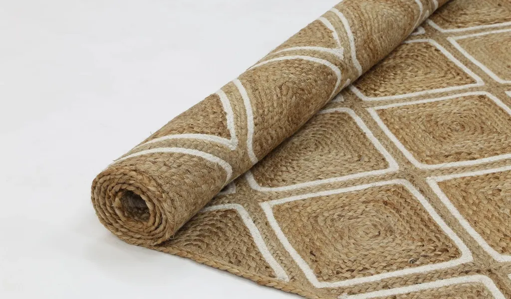 Amara Beige Brown Diamond Lattice Natural Rug