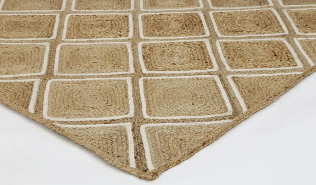 Amara Beige Brown Diamond Lattice Natural Rug