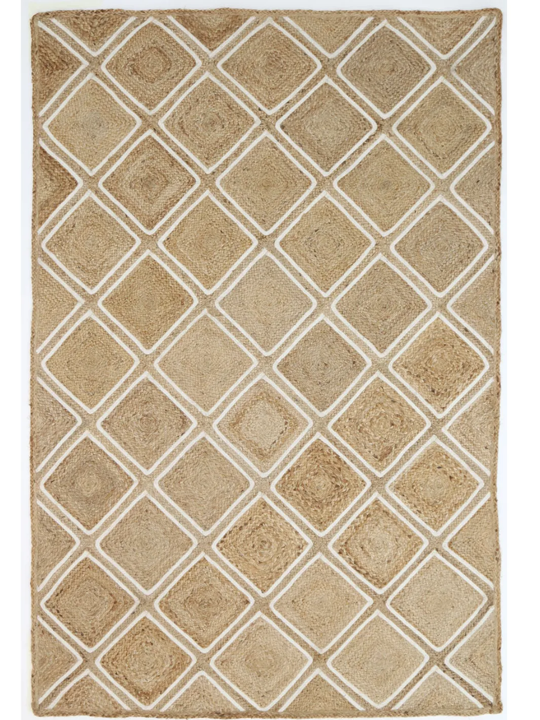 Amara Beige Brown Diamond Lattice Natural Rug