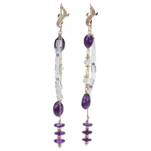 Amethyst, Aquamarine, and Gold Earrings
