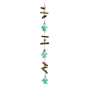 Aqua Sea Turtle & Driftwood Décor Strand- 37"