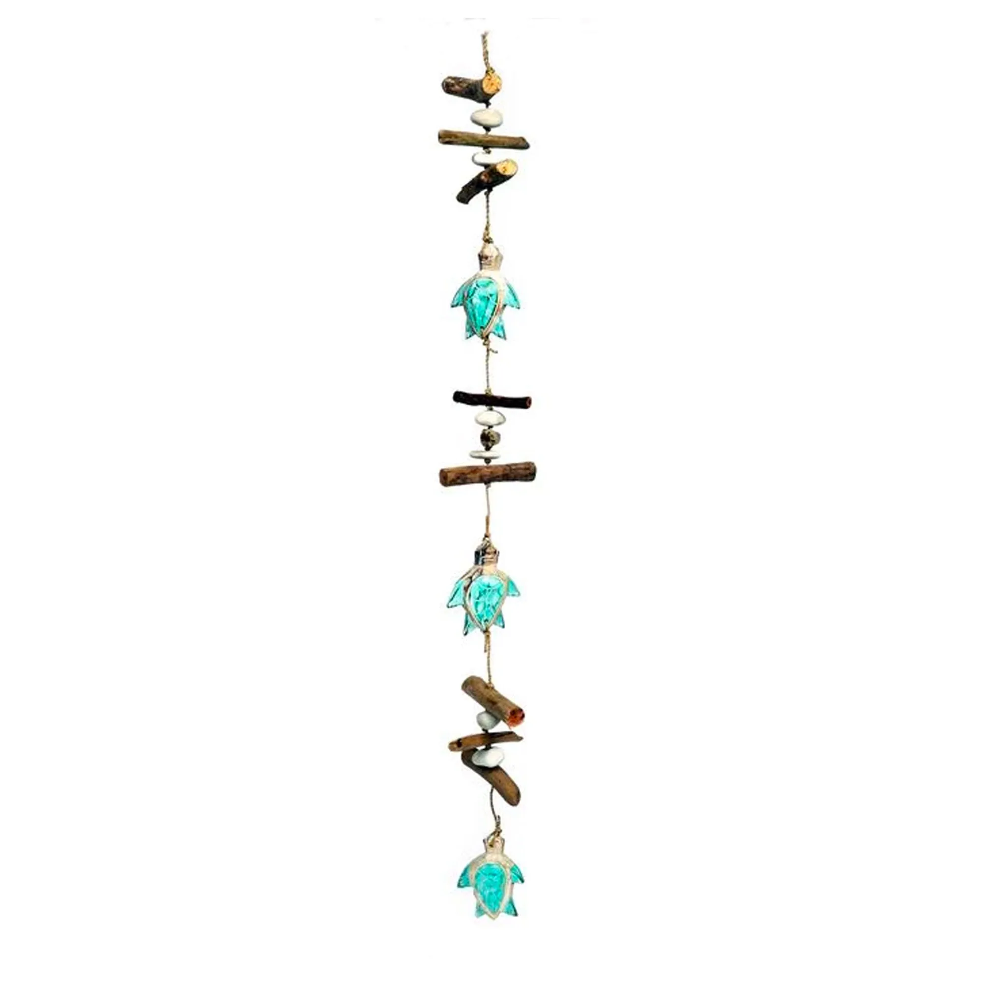 Aqua Sea Turtle & Driftwood Décor Strand- 37"