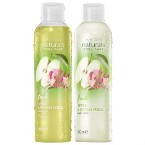 Avon Naturals Fresh Apple & Honeysucke Shower Gel   Body Lotion - Set