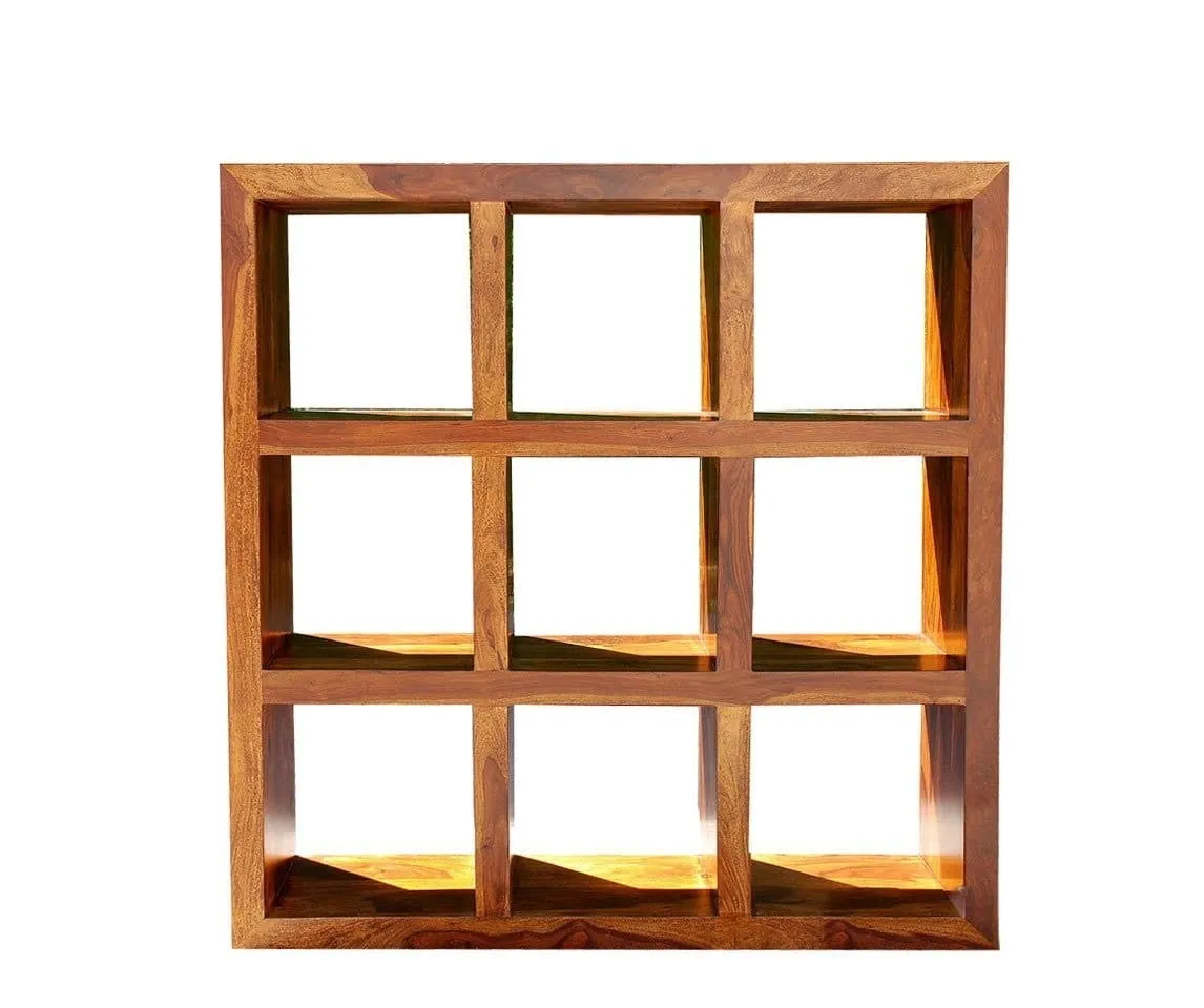 Boston Zen Contemporary Solid Wood Cube Square Bookshelf