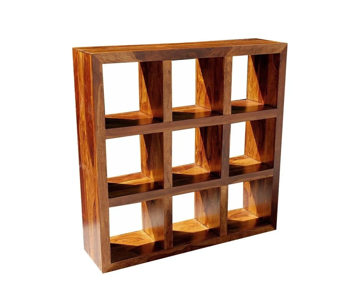 Boston Zen Contemporary Solid Wood Cube Square Bookshelf