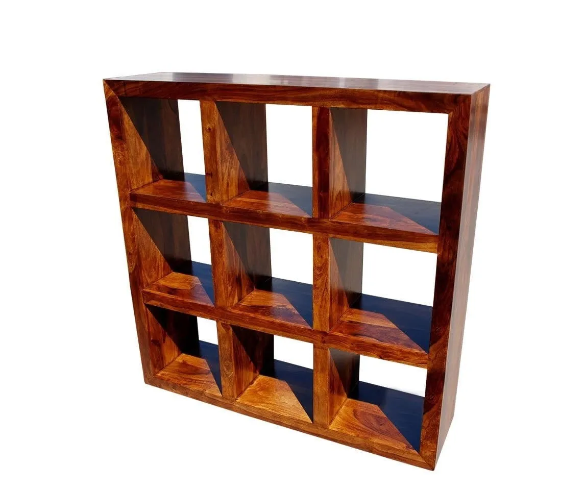 Boston Zen Contemporary Solid Wood Cube Square Bookshelf