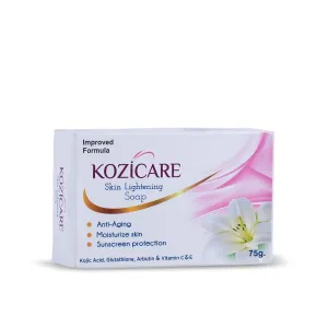 Kozicare Skin Lightening Soap | Enriched with Kojic Acid & Vitamin C Sabun Soap | Anti-Aging & Sun Protection | Glowing Skin | Moisturizing Bath Soap for Men & Women - 75 Gm