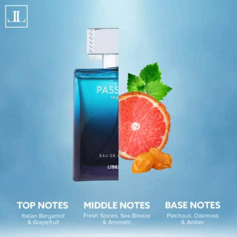 Liberty Luxury Passion Perfume for Men (100ml/3.4Oz), Eau de Toilette (EDT), Crafted in France, Long Lasting Smell, Spicy Notes