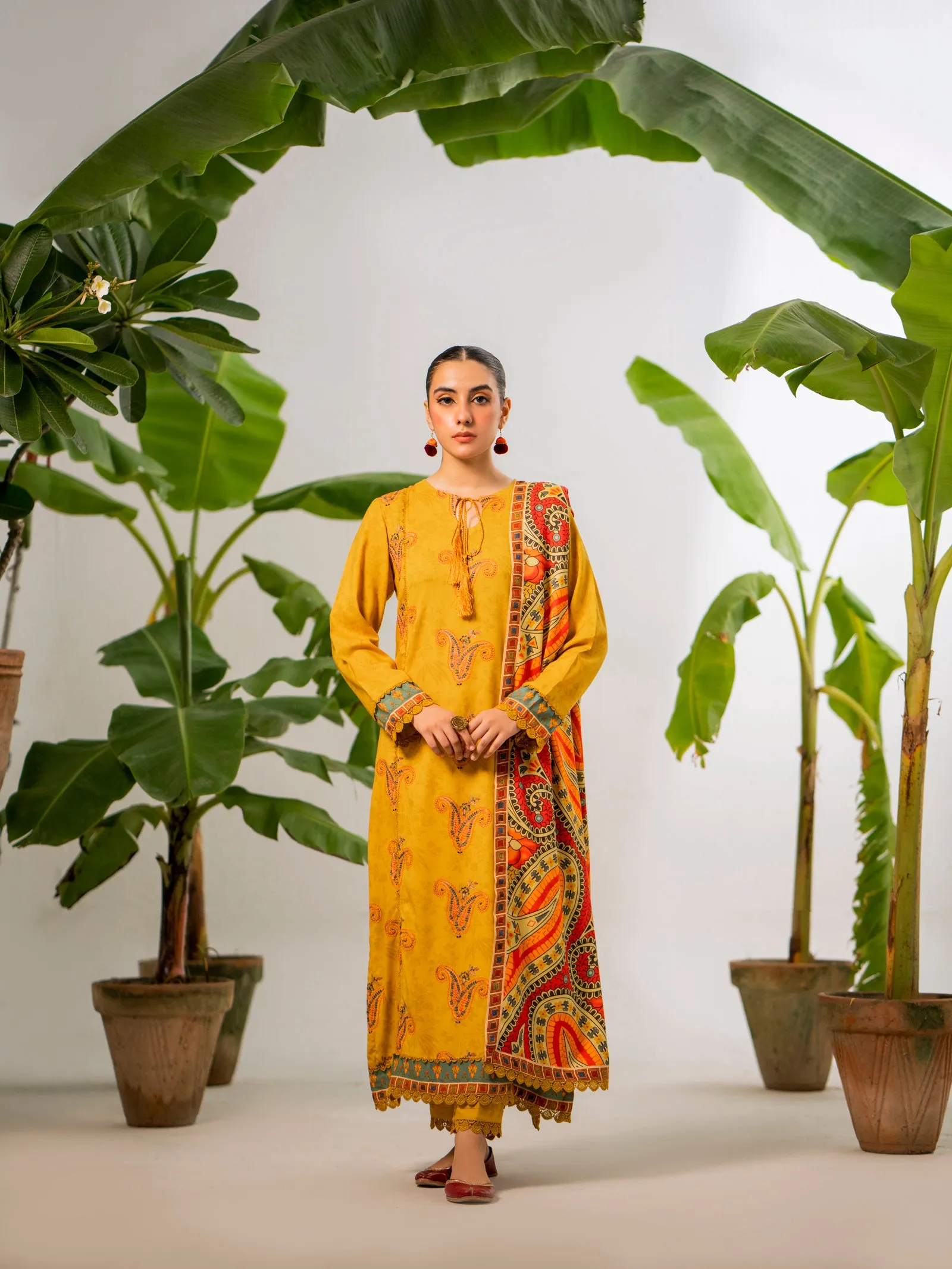 Peach Print Embroidery