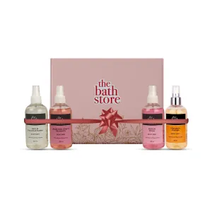 The Bath Store Body Mist 200ml (Pack of 4) Long Lasting Scent Spray Gift for Women & Men, Natural & Hydrating Body Spray, Luxury Floral & Oriental Fragrance | Premium Gift packaging 100% vegan